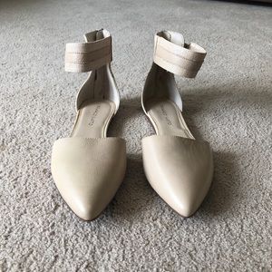 Beige Ankle Strap Flats
